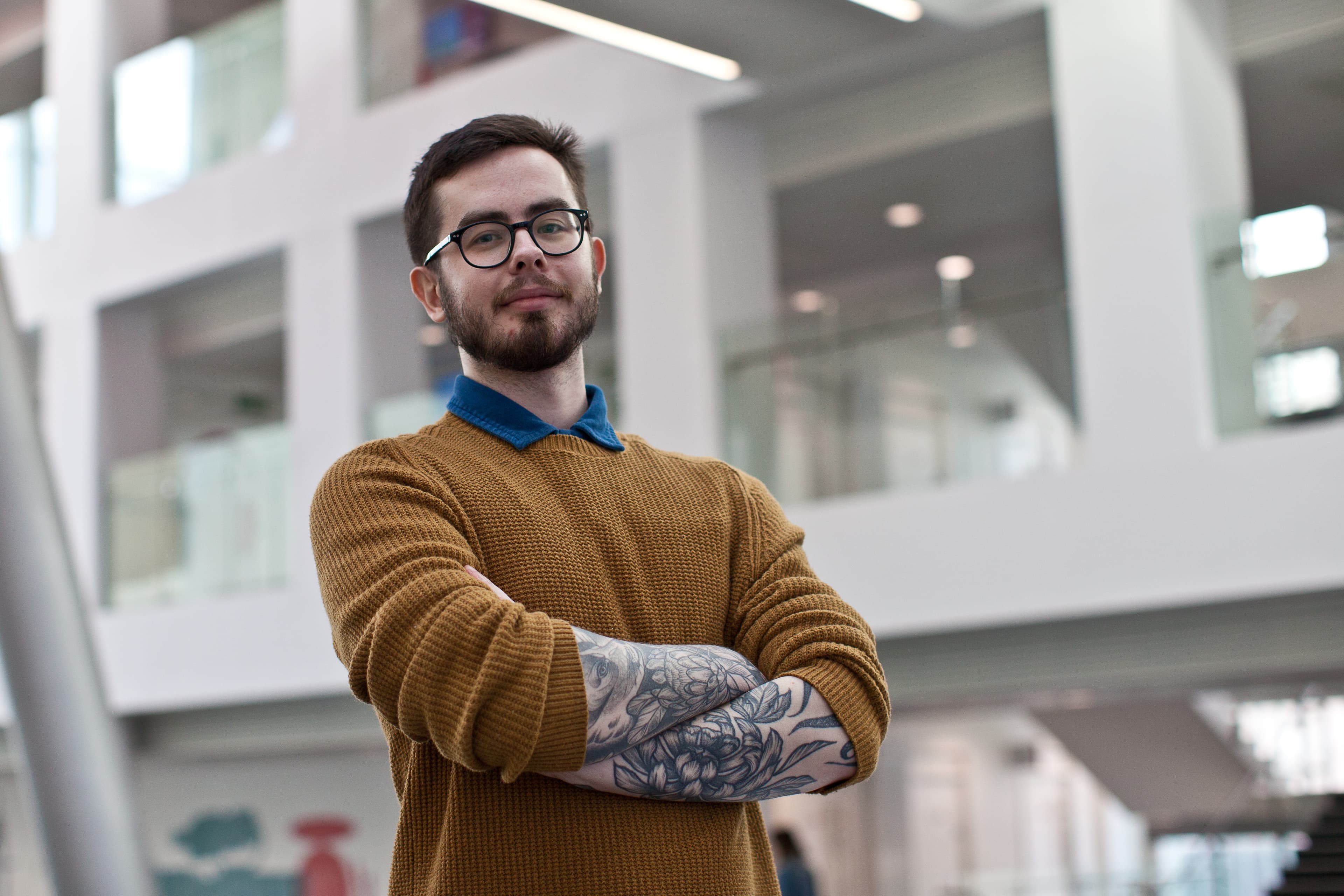 Jack Pritchard standing in a university